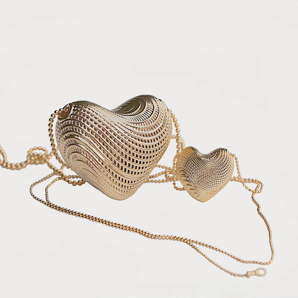 14k Heart NET Pendant - Elegant Jewelry Piece by Hella Ganor.