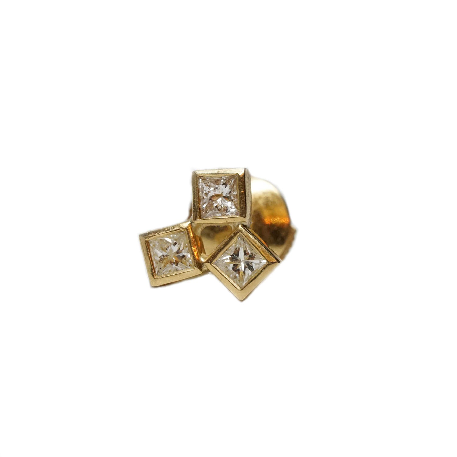 18k yellow gold - VS 3 Princess Diamond Unique Cluster Earrings