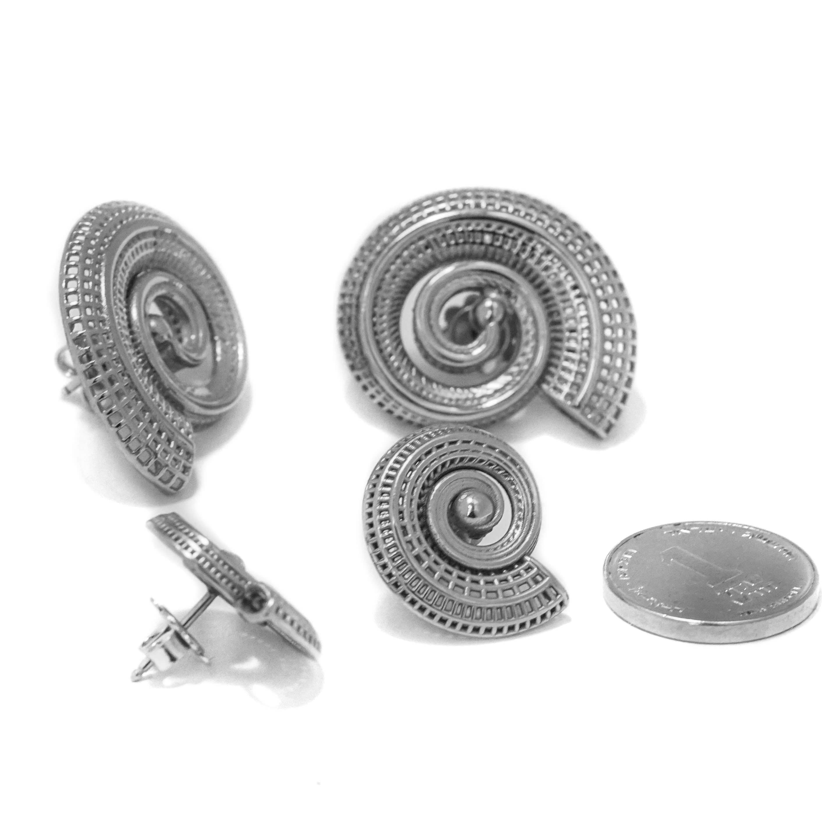 Sterling Silver- Small Spiral  Unique Contemporary Earrings