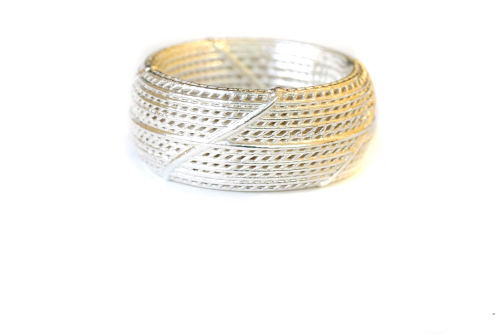 14K White gold- Netline Wide Modern Wedding  Ring