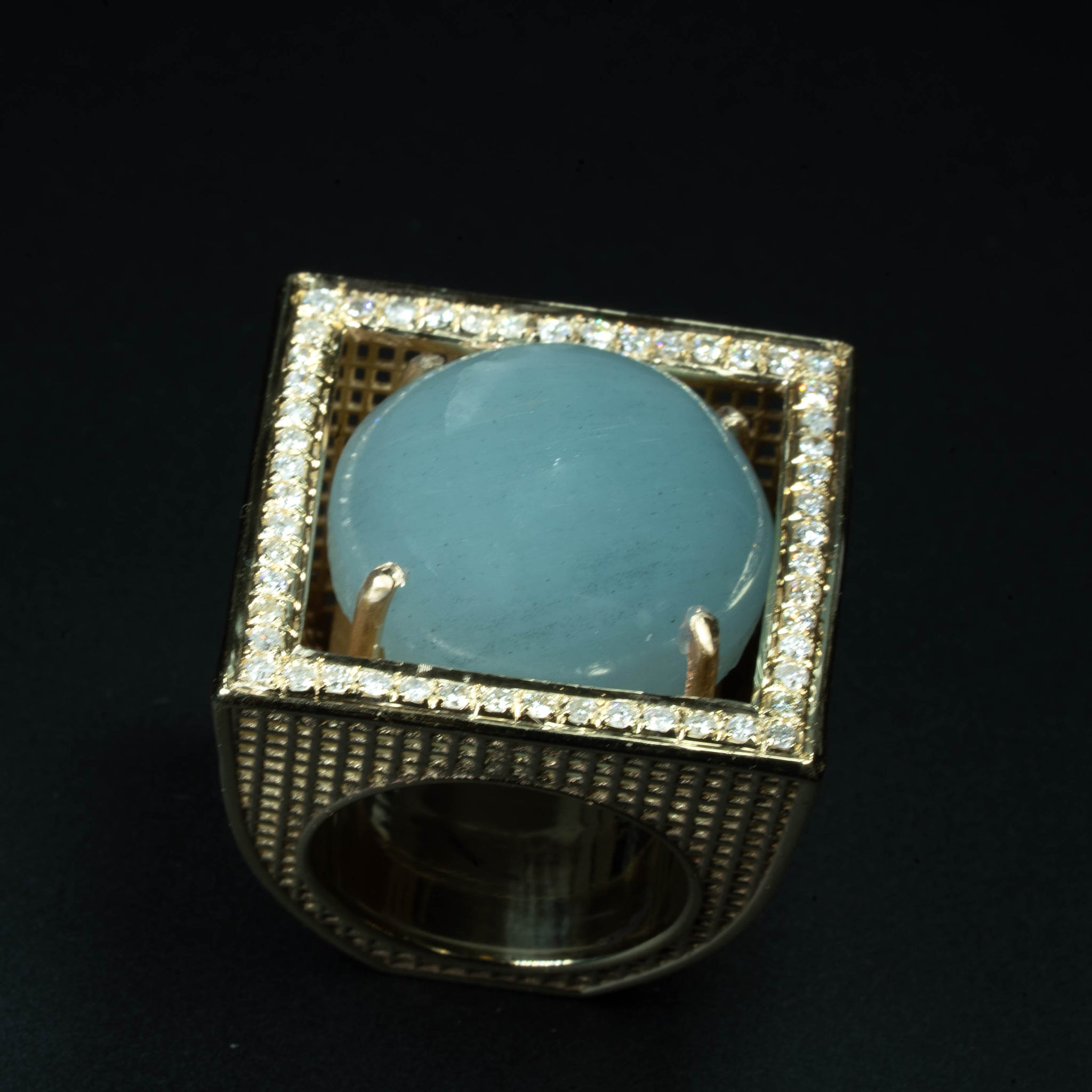14K - VS Diamonds Aquamarine square Ring