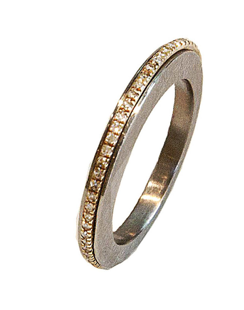 Stainless Steel - 18k 24 Diamonds Spinner Ring