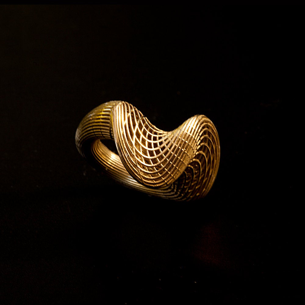 14K Yellow Gold - Top Twisted NET Unique Ring