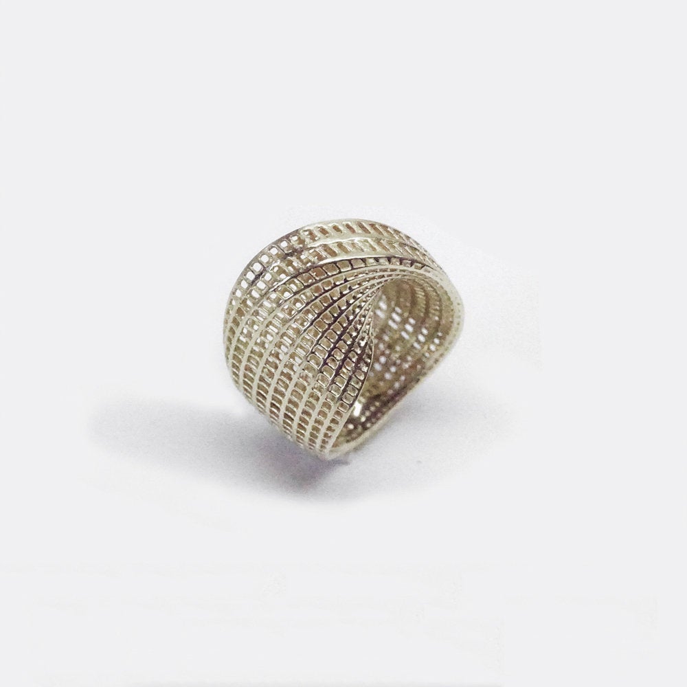 Sterling Silver - Statement Mobius Ring Cocktail Modern Jewelry