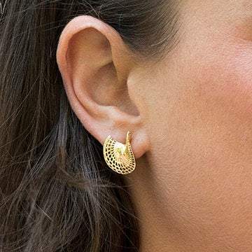 14K -  Diamonds Stud Twisted Disk Earrings