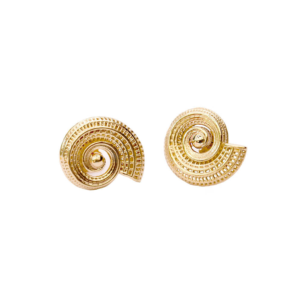 18k yellow gold  - Small Spiral Unique Contemporary Earrings