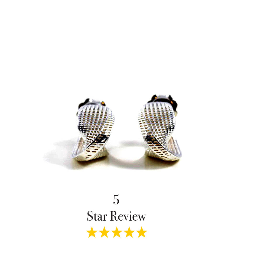 Sterling Silver -  Small Mobius - Line Model Earrings