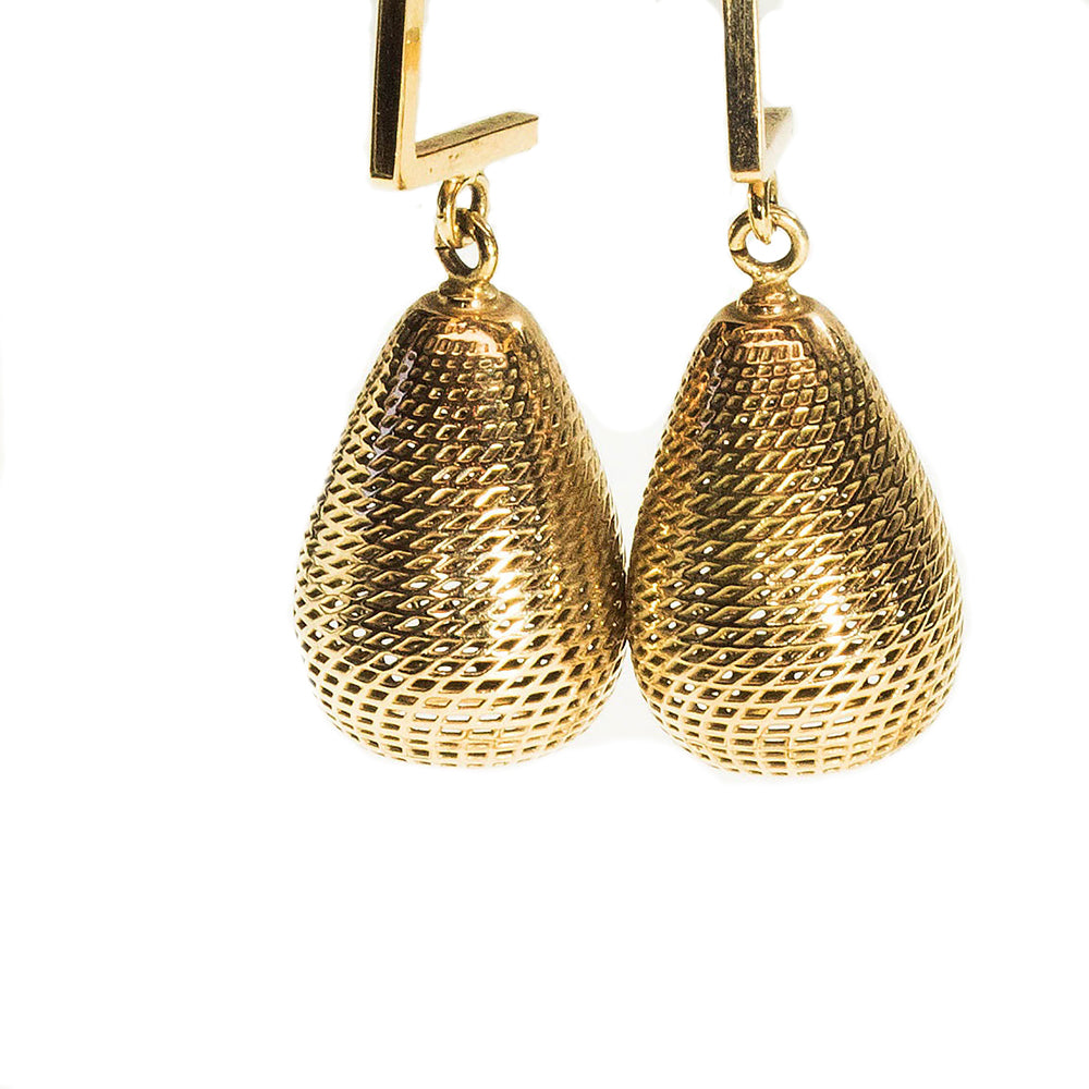 14K Yellow Gold Pineapple Dangle Earrings