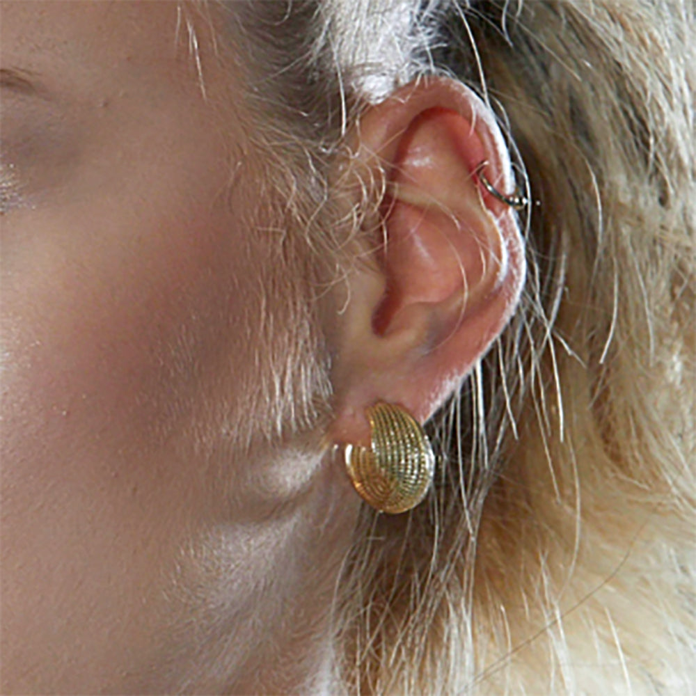 14k - Small  hoop Mobius - Line Model Earrings