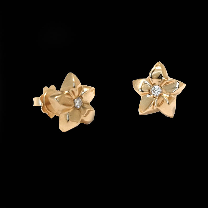 18K - Flower Diamonds Stud Earrings
