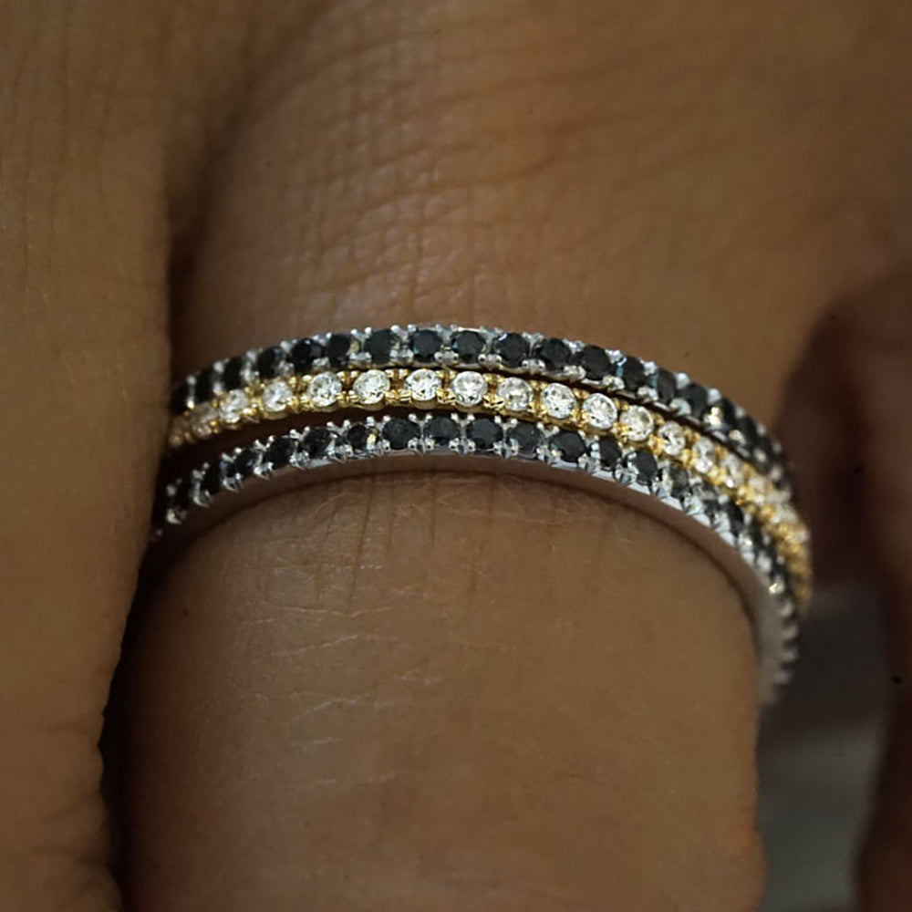 18K -  Eternity Black Diamonds - FULL Pave ring