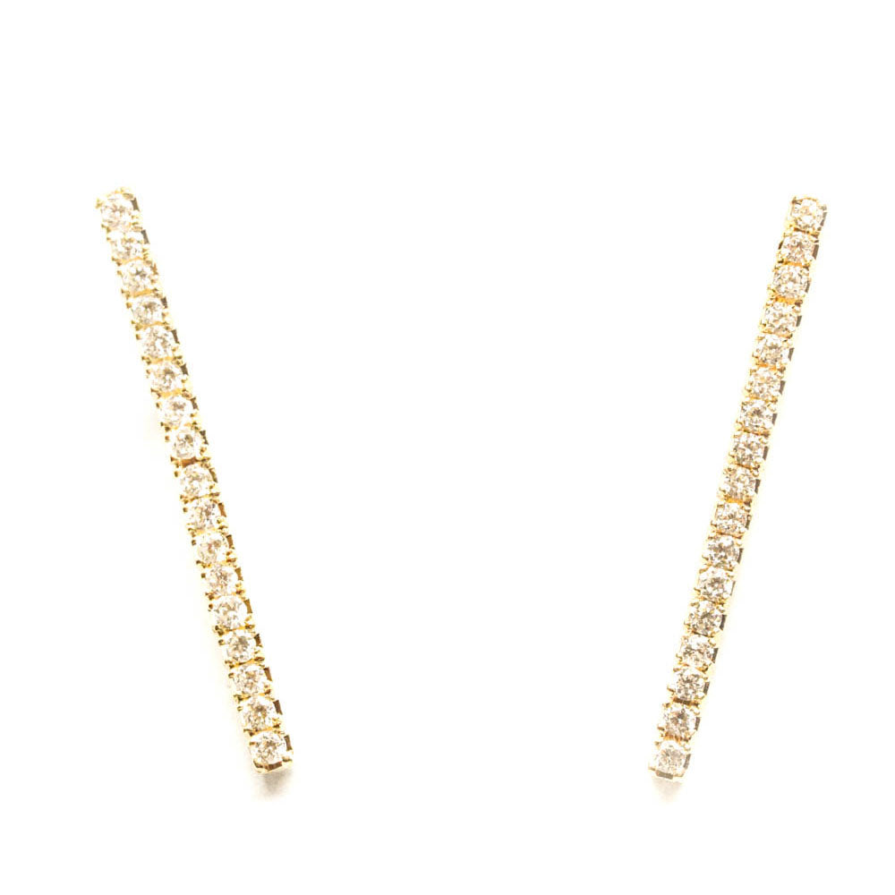 18k-  Bar Studs  17 Diamonds-Earrings - handmade jewelry