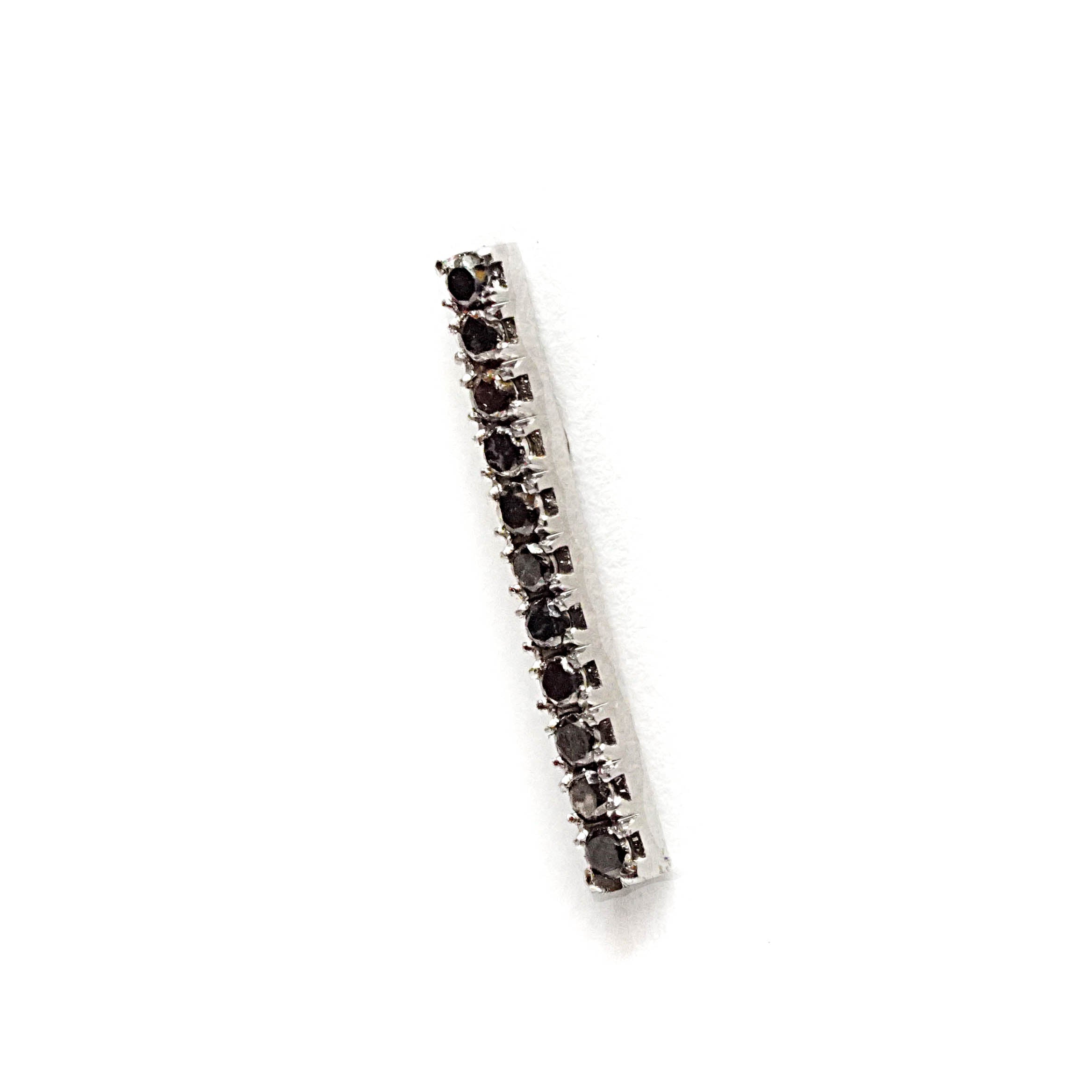18k - Black Diamonds Bar Line Contemporary Earrings