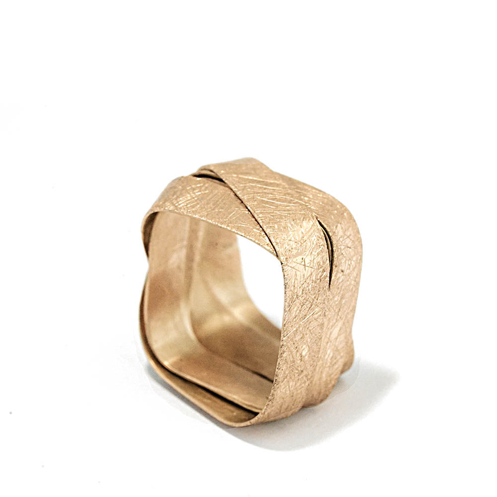18K yellow gold- Square - 5 Loops Cocktail Ring