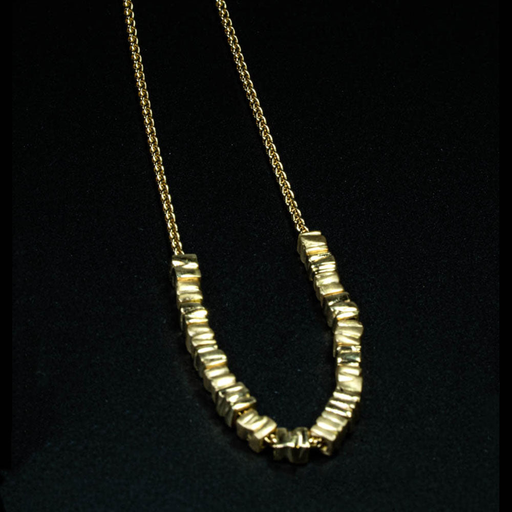 18K  Yellow Gold- Small 18 Smashed Beads Necklace