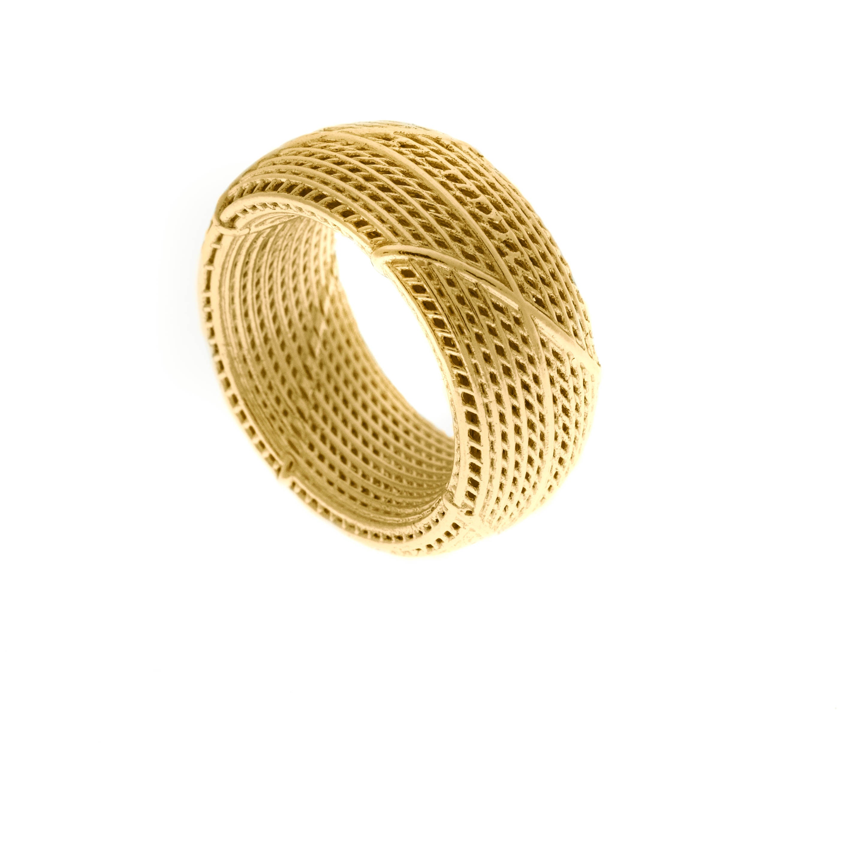 14K Yellow gold- Netline Wide Wedding Uniqe Ring