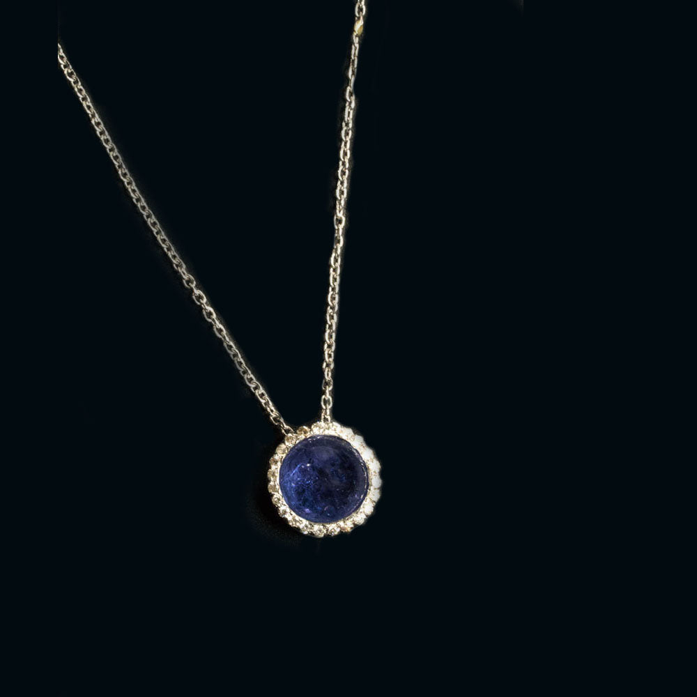 18K-  White Tanzanite  Diamond Necklace - handmade jewelry