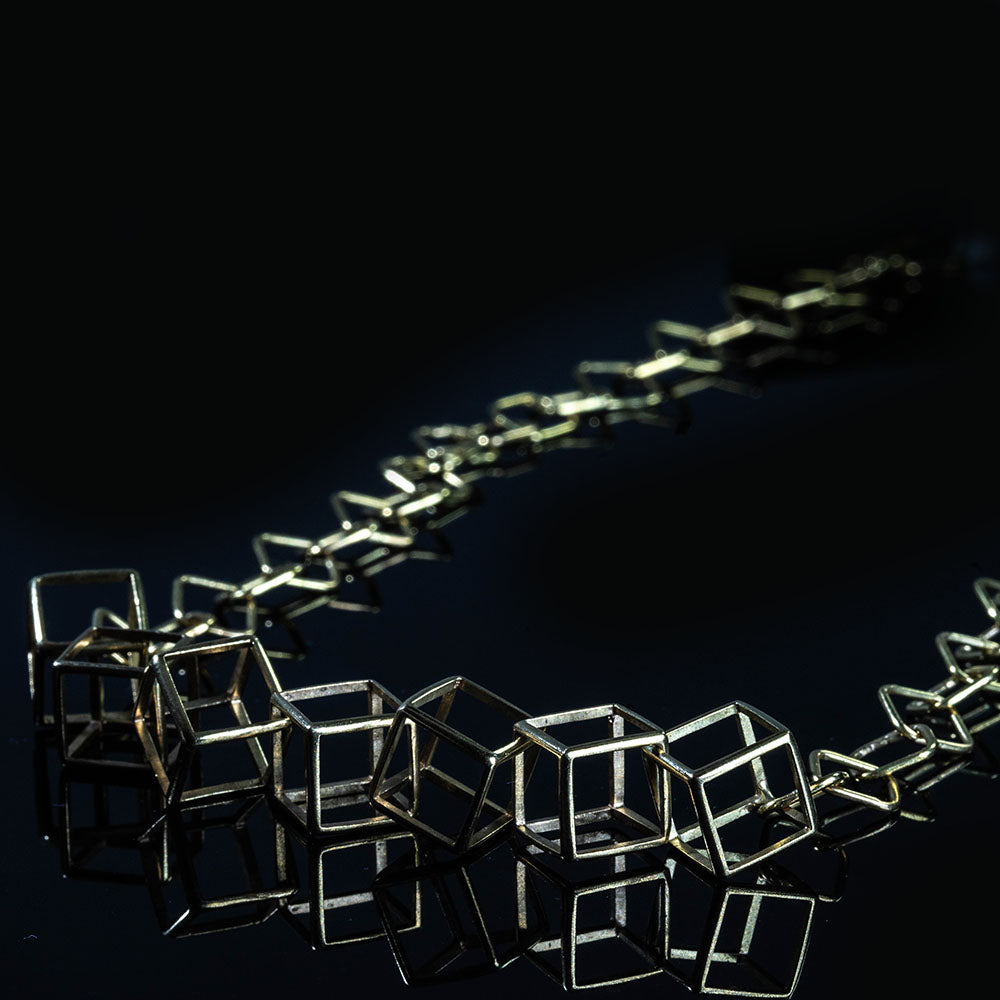 18K - CUBES- Unique, Contemporary Geometric Necklace