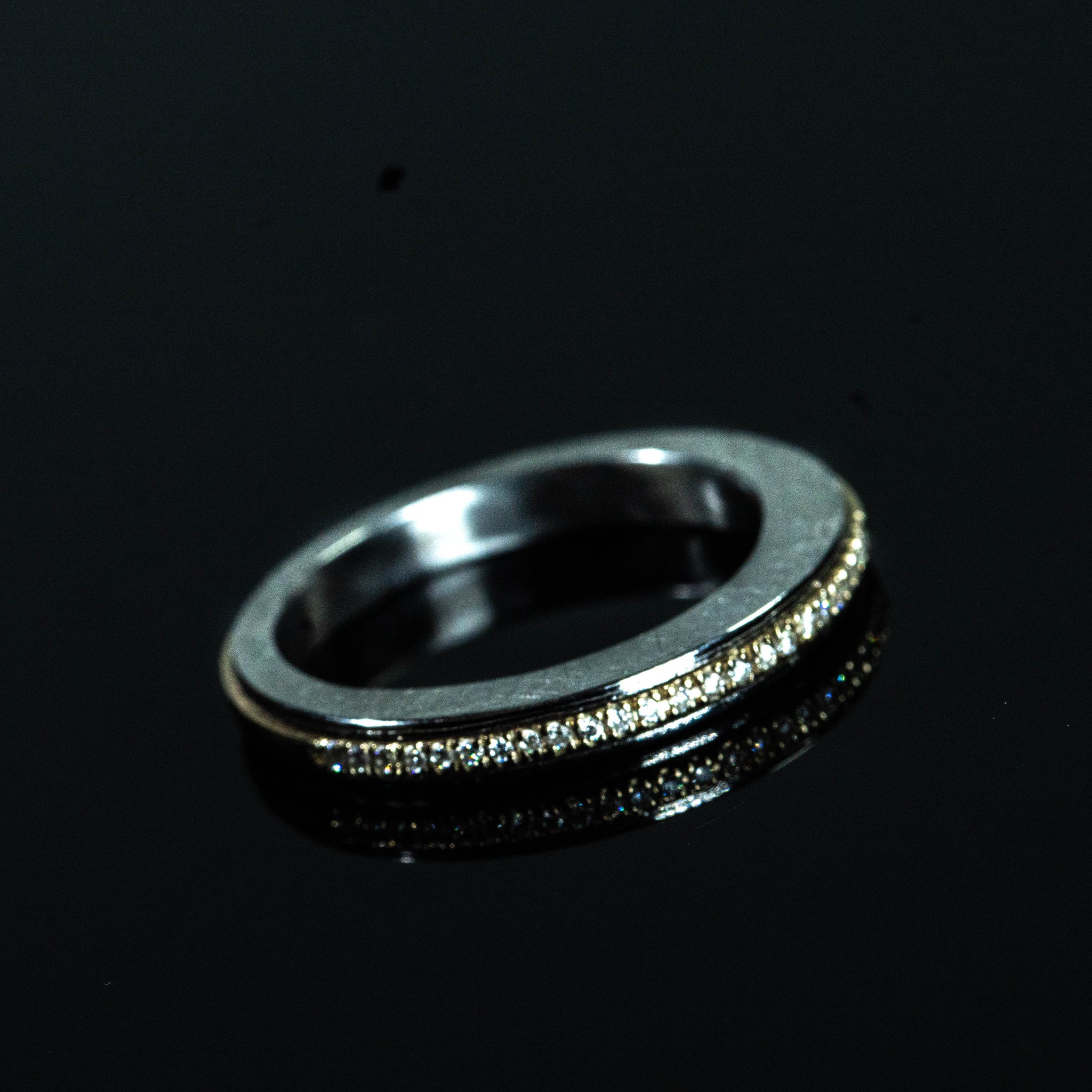 Stainless Steel - 18K 24 Diamonds Spinner Ring
