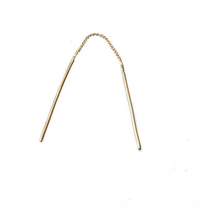 18K yellow gold bar on a chain contemporary earring