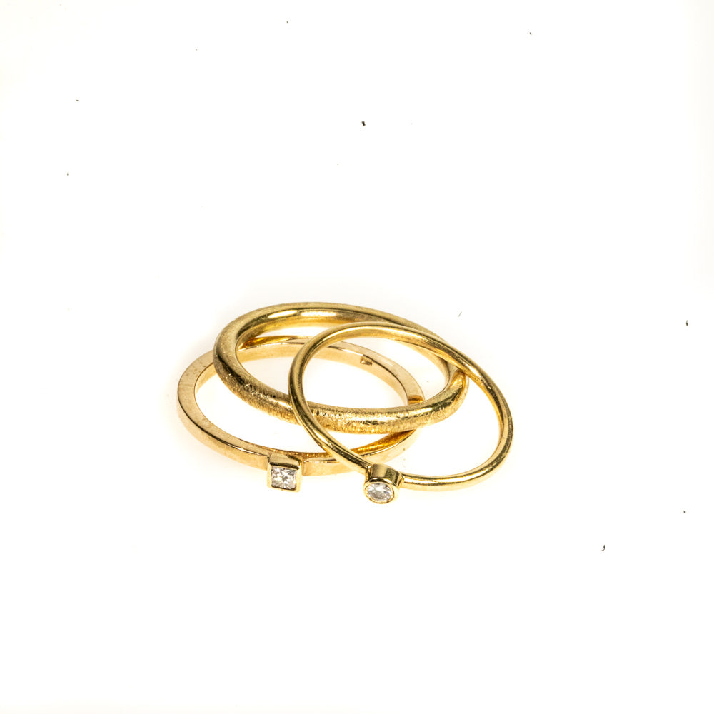 18K-  Dainty Diamond Ring, - handmade jewelry
