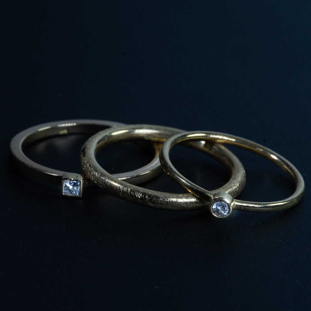 18K-  Dainty Diamond Ring, - handmade jewelry