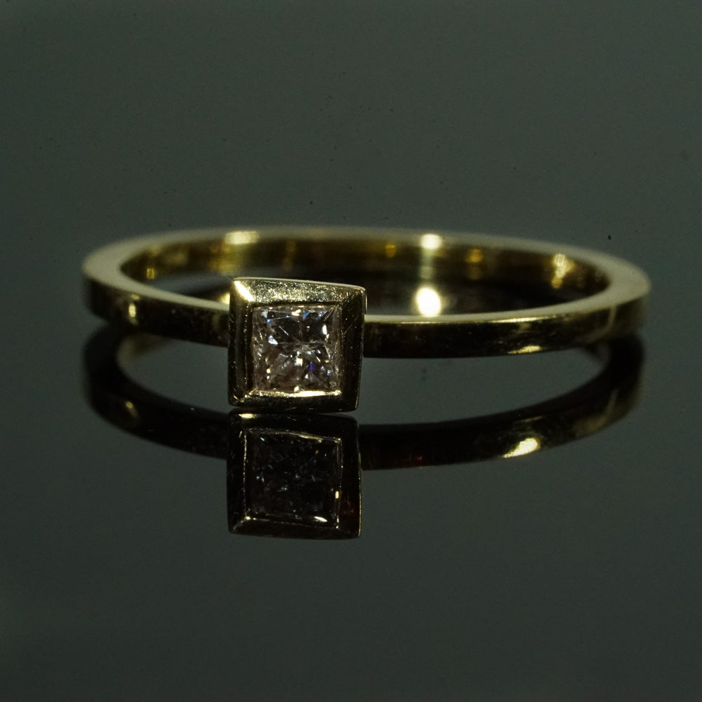 Square Double Diamond Halo Engagement Ring 14k White Gold | Jewelsmith