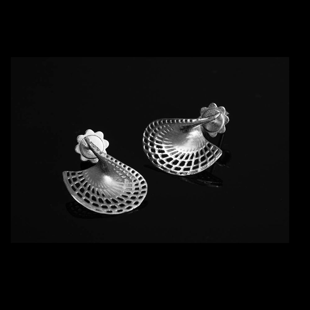 Sterling Silver- Stud Small Twisted Disk Earrings