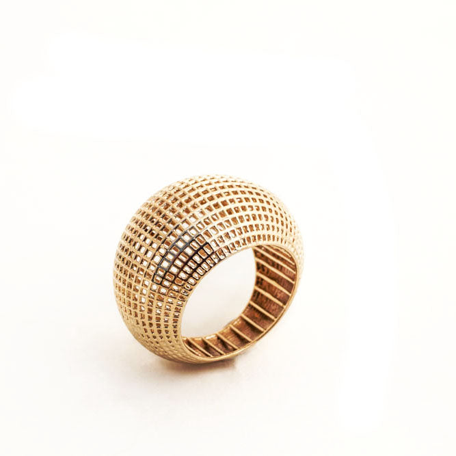 14 Karate Gold Net Dome Ring