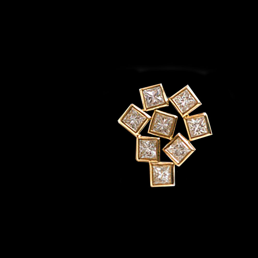 18K yellow gold - VS Diamonds Squares. Cluster Pendant