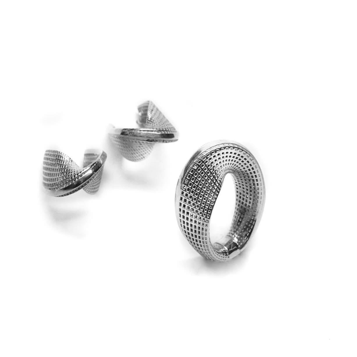Sterling Silver -  Small Mobius - Line Model Earrings