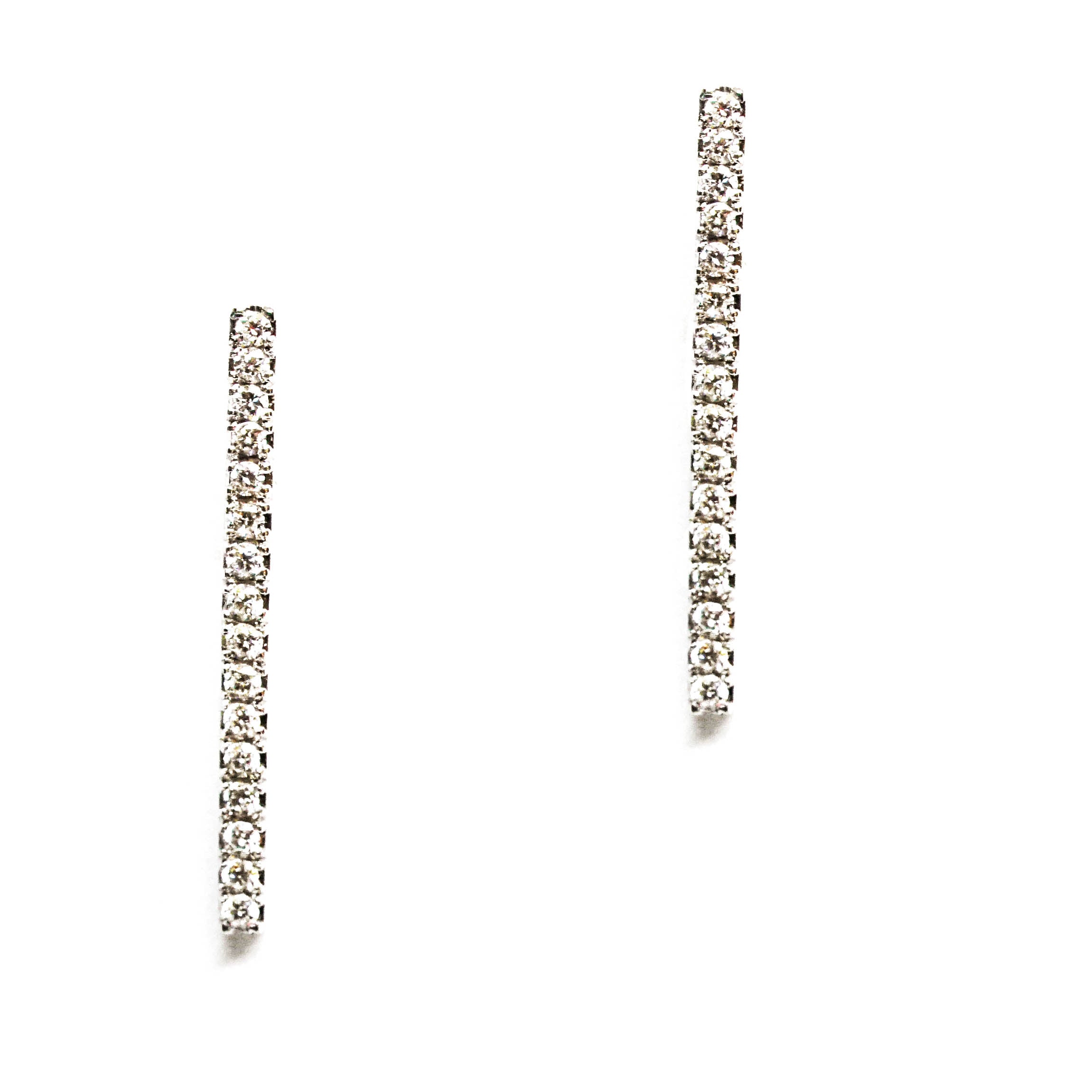 18k- Bar Studs  -16 Diamonds-Earrings - handmade jewelry