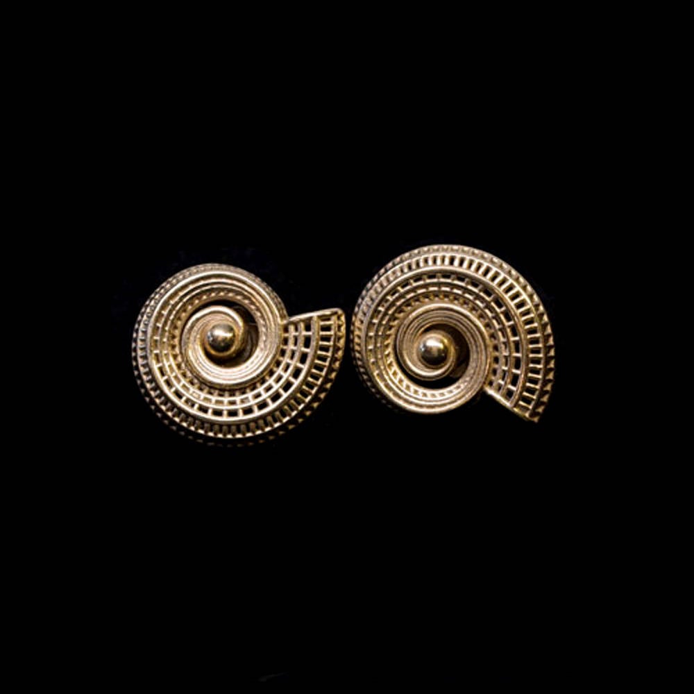 18k yellow gold  - Small Spiral Unique Contemporary Earrings