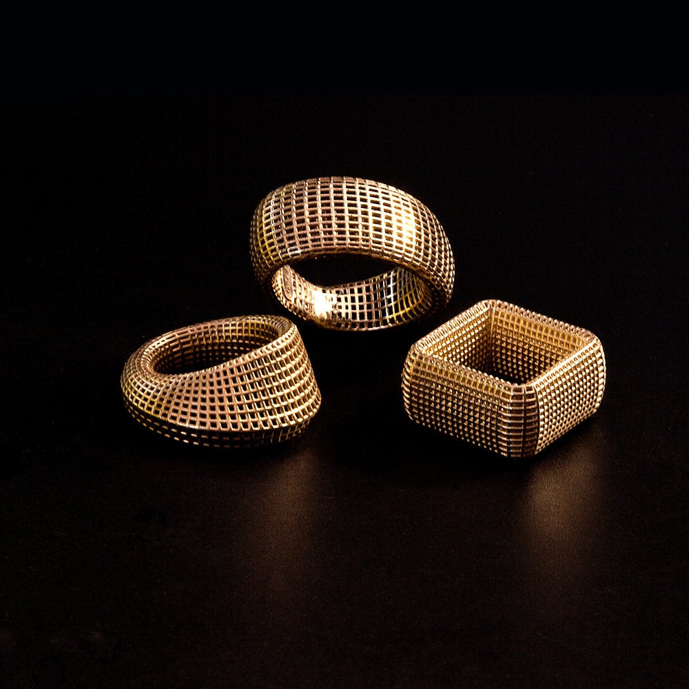 14k yellow gold collection of Netline rings