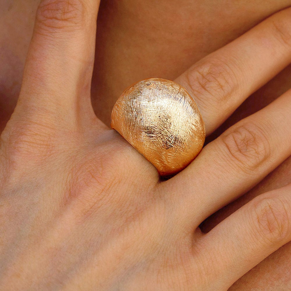 18K yellow gold - Dome -SOLID Statement cocktail ring