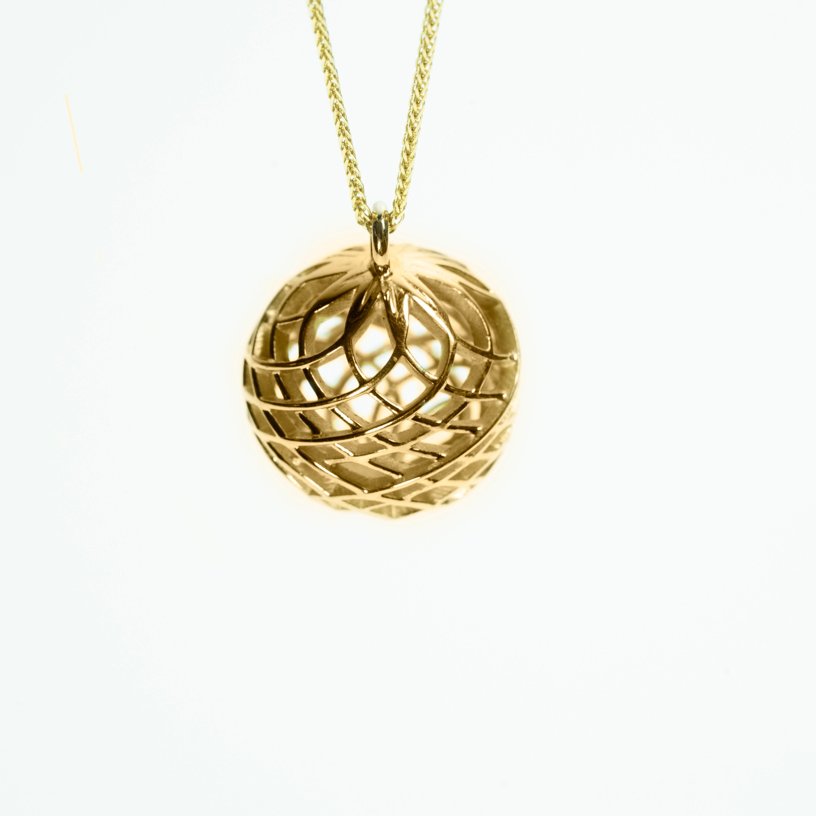 18 Karat Yellow Gold Sphere Modern Pendant - Shpiga chain
